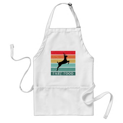 Fast Food  Funny retro design of a deer Adult Apron