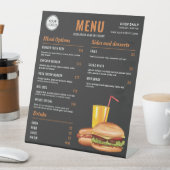Fast Food Hamburger And Hot Dog Food Menu Prices Pedestal Sign (In SItu)