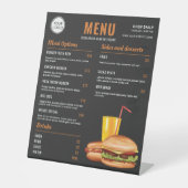Fast Food Hamburger And Hot Dog Food Menu Prices Pedestal Sign (Front)