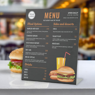 Fast Food Hamburger And Hot Dog Food Menu Prices Pedestal Sign