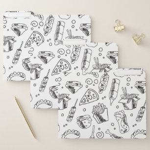 Fast Food Hamburger Fries Hot Dog Chicken Pattern File Folder