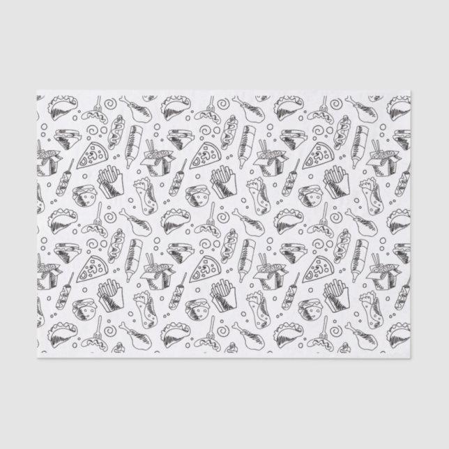 Fast Food Hamburger Fries Hot Dog Chicken Pattern Tissue Paper (Front)