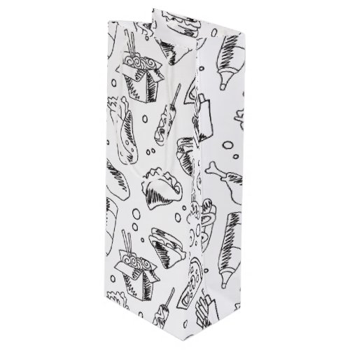 Fast Food Hamburger Fries Hot Dog Chicken Pattern Wine Gift Bag