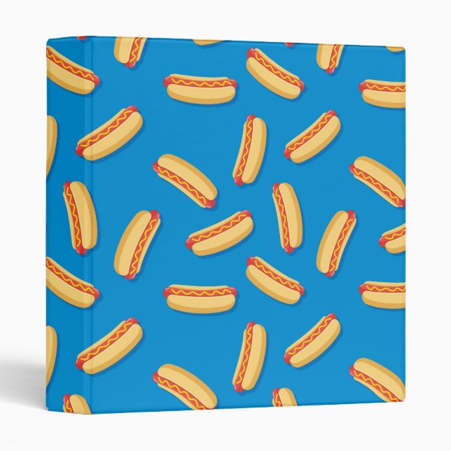 Fast Food Hotdogs Pattern 3 Ring Binder (Front/Spine)
