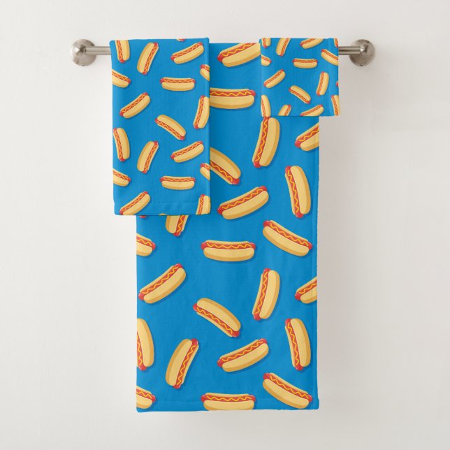 Fast Food Hotdogs Pattern Bath Towel Set (Insitu)