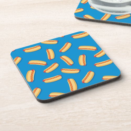 Fast Food Hotdogs Pattern Beverage Coaster