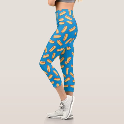 Fast Food Hotdogs Pattern Capri Leggings