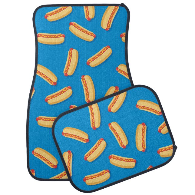 Fast Food Hotdogs Pattern Car Floor Mat (Set)