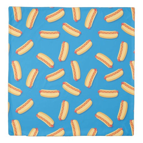 Fast Food Hotdogs Pattern Duvet Cover