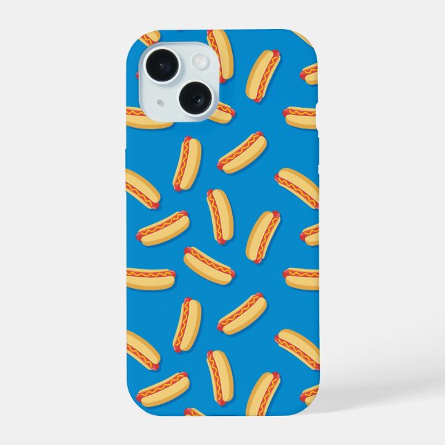 Fast Food Hotdogs Pattern iPhone 15 Case (Back)