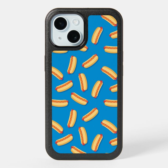 Fast Food Hotdogs Pattern iPhone 15 Case (Back)