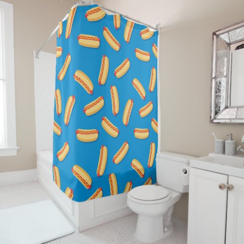 Fast Food Hotdogs Pattern Shower Curtain