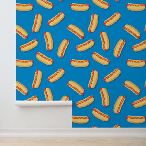 Fast Food Hotdogs Pattern Wallpaper