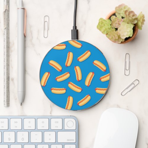 Fast Food Hotdogs Pattern Wireless Charger