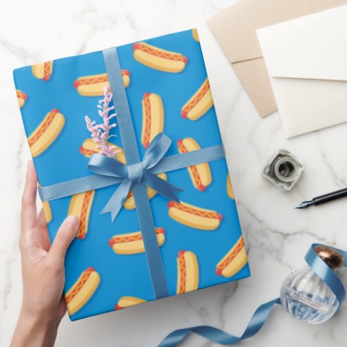 Fast Food Hotdogs Pattern Wrapping Paper