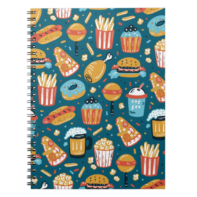 Fast Food Icons: Vintage Doodles Notebook | Zazzle