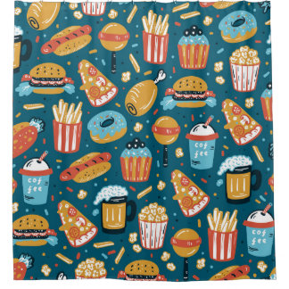 Fast Food Icons: Vintage Doodles Shower Curtain