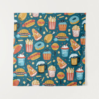 Fast Food Icons: Vintage Doodles Tapestry