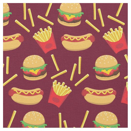 Fast Food Junk Burger Fries Hot Dog Fabric