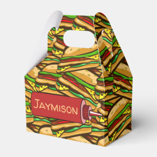 Fast Food Lover Cheese Burger Personalized Text Favor Boxes