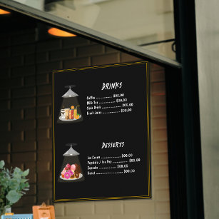 Fast Food Menu Drinks   Sweet Desserts Cute Black Poster