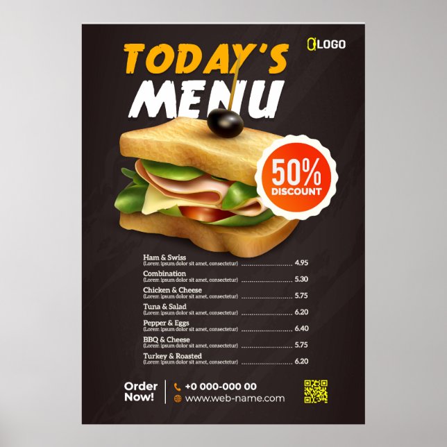 Fast Food menu Poster (Front)