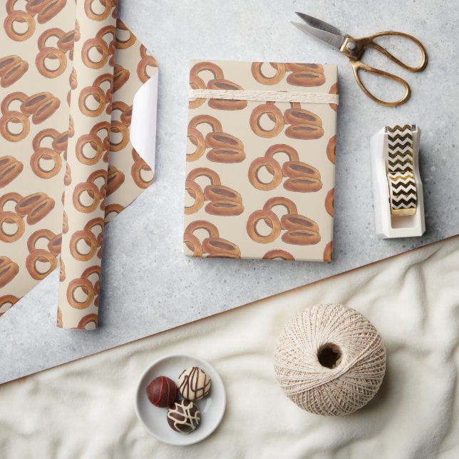 Fast Food Onion Rings Fried Junk Foodie Onions Wrapping Paper (Crafts)