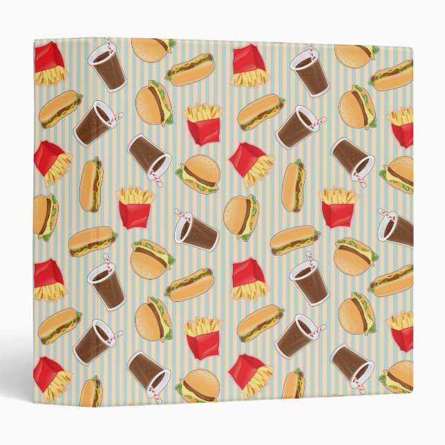Fast Food Pattern 2 3 Ring Binder (Front/Spine)