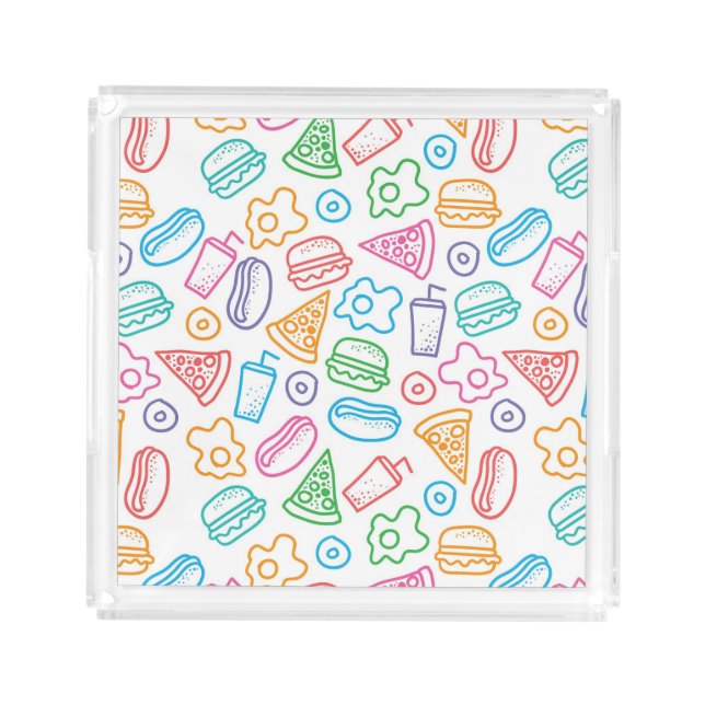 Fast food pattern 2 acrylic tray (Front)