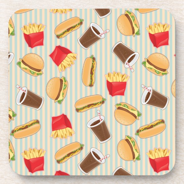 Fast Food Pattern 2 Beverage Coaster (Front)
