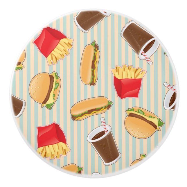 Fast Food Pattern 2 Ceramic Knob (Front)