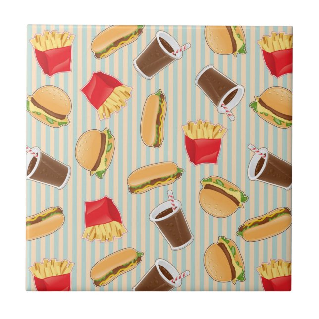 Fast Food Pattern 2 Ceramic Tile (Front)