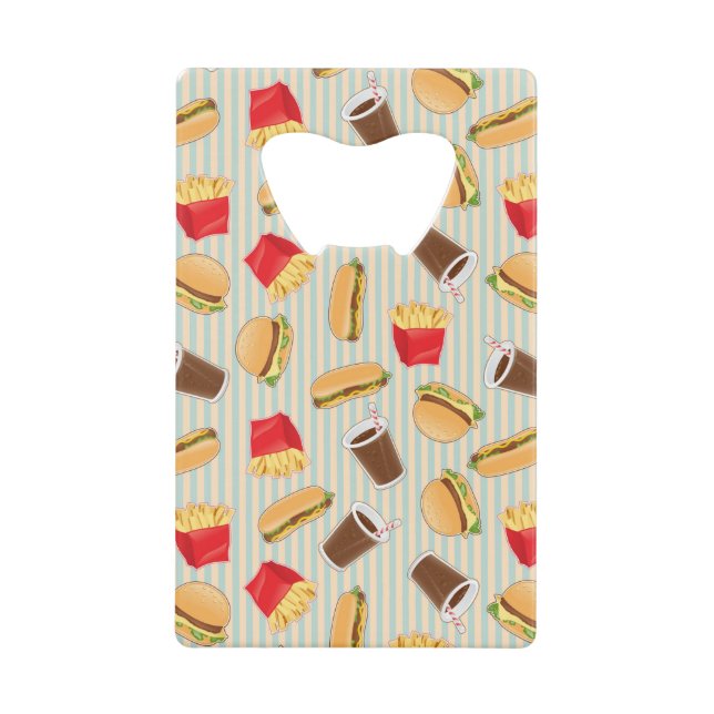 Fast Food Pattern 2 Credit Card Bottle Opener (Front)
