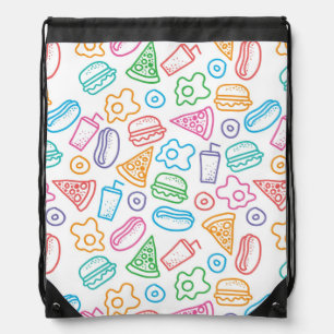 Fast food pattern 2 drawstring bag