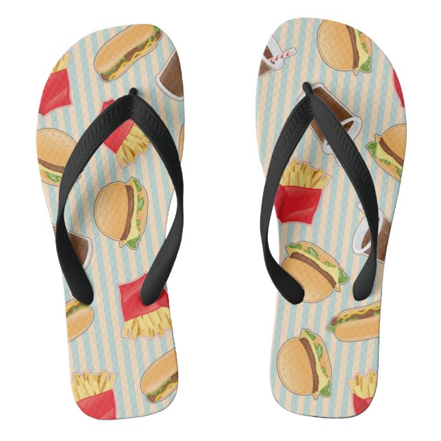 Fast Food Pattern 2 Flip Flops (Footbed)