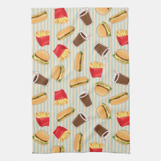 Fast Food Pattern 2 Kitchen Towel (Vertical)