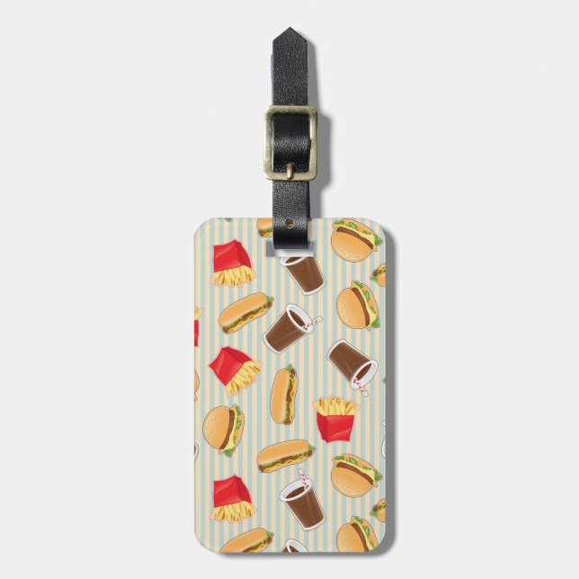 Fast Food Pattern 2 Luggage Tag (Front Vertical)