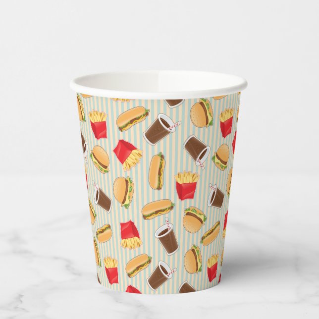 Fast Food Pattern 2 Paper Cups (Left)