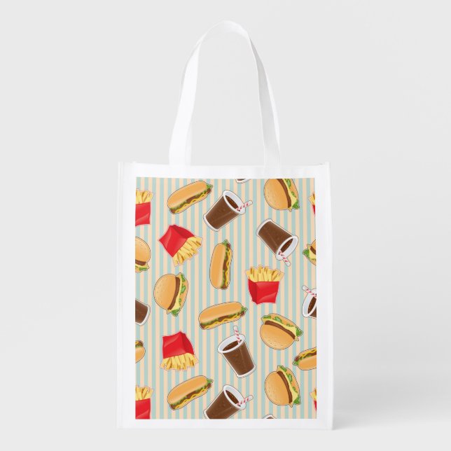 Fast Food Pattern 2 Reusable Grocery Bag (Front)