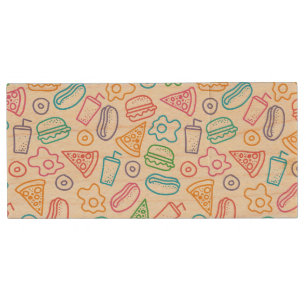 Fast food pattern 2 wood USB flash drive