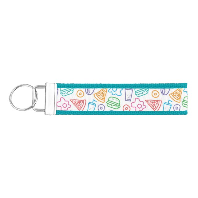 Fast food pattern 2 wrist keychain (Keys on Left)