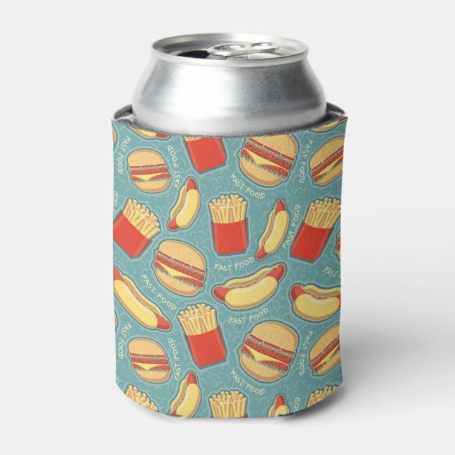 Fast Food Pattern 3 Can Cooler (Can Front)