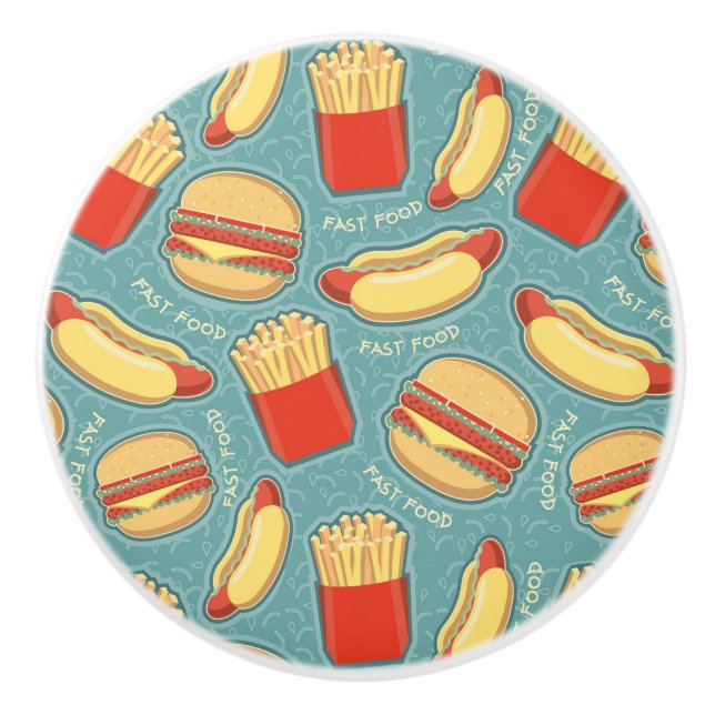 Fast Food Pattern 3 Ceramic Knob (Front)