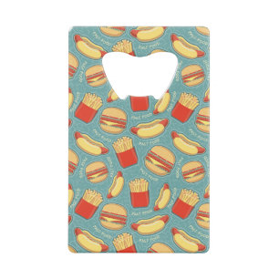 Fast Food Pattern 3 Credit Card Bottle Opener