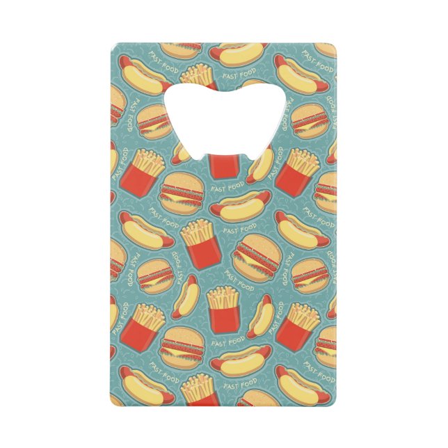 Fast Food Pattern 3 Credit Card Bottle Opener (Front)