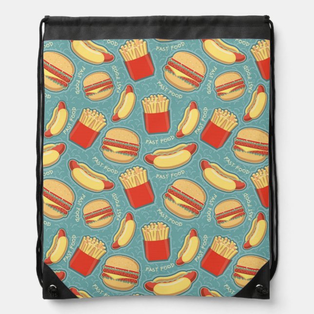 Fast Food Pattern 3 Drawstring Bag (Front)