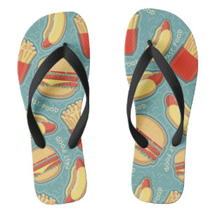 Fast Food Pattern 3 Flip Flops