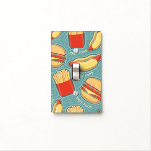 Fast Food Pattern 3 Light Switch Cover