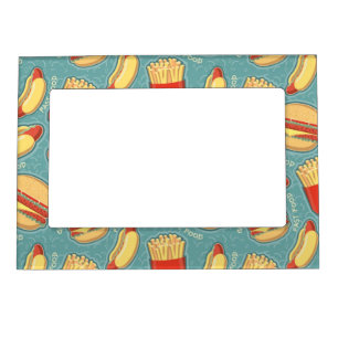 Fast Food Pattern 3 Magnetic Photo Frame