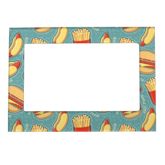 Fast Food Pattern 3 Magnetic Photo Frame (Front)